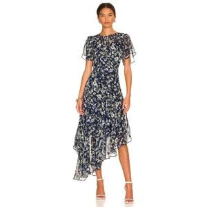 ASTR The Label Flutter Sleeve Maxi Dress Size XS Blue Green Floral Party Dinner